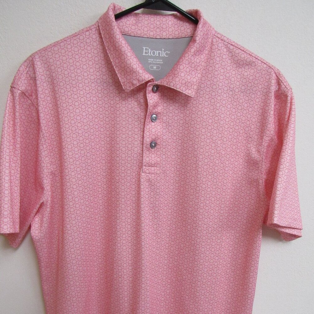 Etonic Peach Geometric AOP Short-Sleeve Golf‎ Polo Shirt Medium
